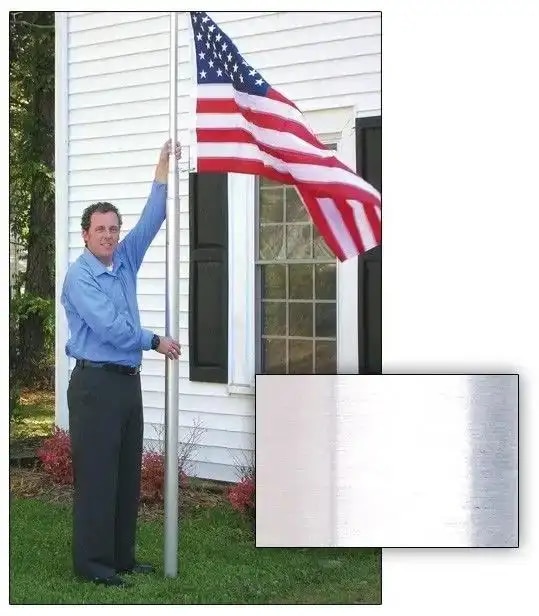 20’ Satin Adjustable Telescoping Flagpole with U.S. Flag