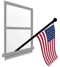 how to position U.S. flag when displayed from staff mounted on balcony, windowsill or front a building