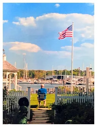 Joyce Cushman flagpole with American flag