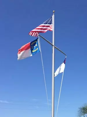 Nautical Flagpole with American, NC, and Christian Flags