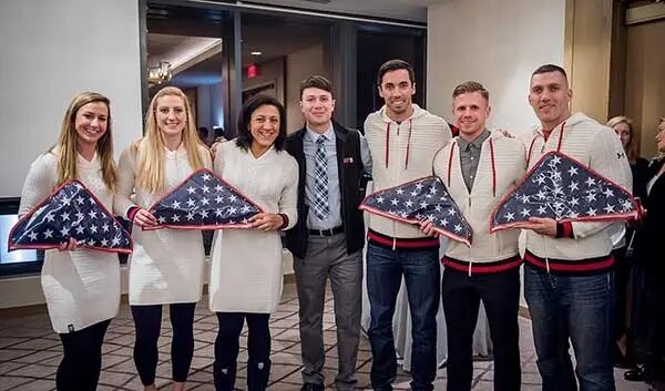 Bobsled U.S.A. Team with Matthew Troy and Relay Flags