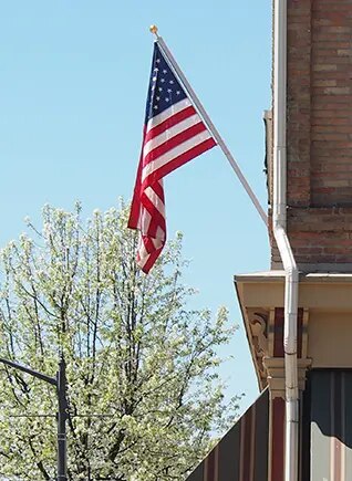 American Flag in City