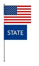 U.S. flag and state flag on same flagpole