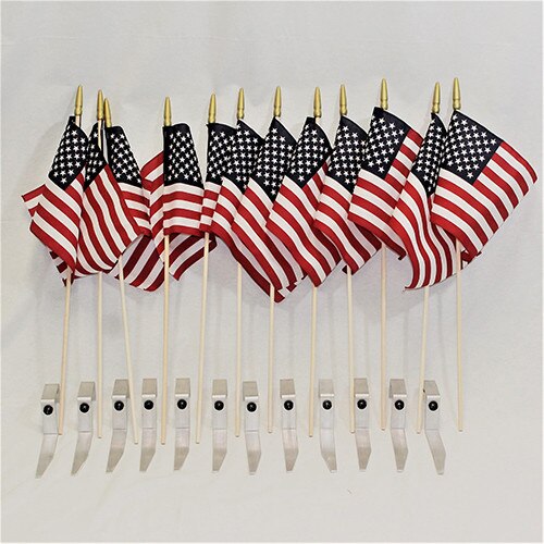 Small Cemetery Flag Holder Kit with Flag - 12 Pack