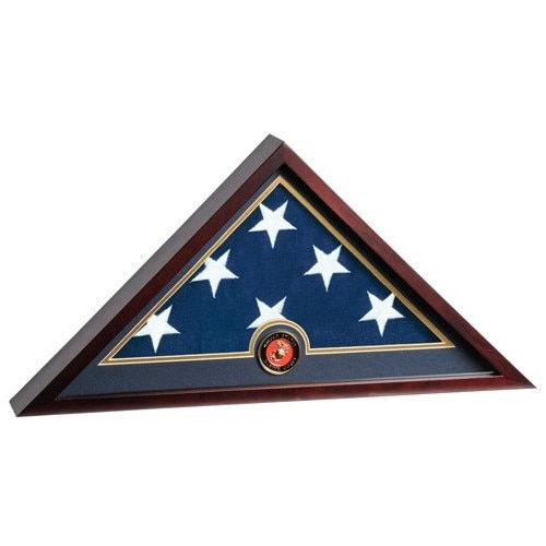 Marine Corp Mahogany Flag Case