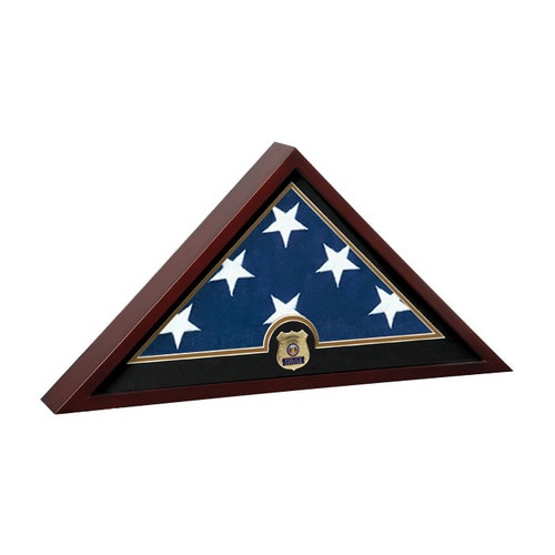 Mahogany Police Medallion Flag Case