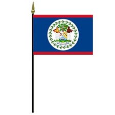 Belize national flag on pole