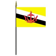 Brunei national flag on pole