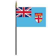 Fiji national flag on a pole