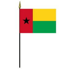 Guinea Bissau flag on a pole