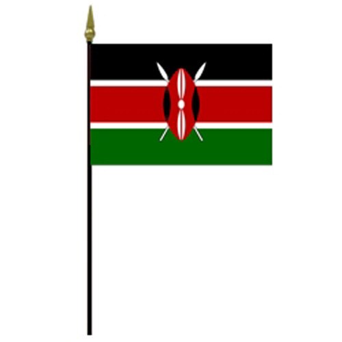 Kenya national flag on a pole