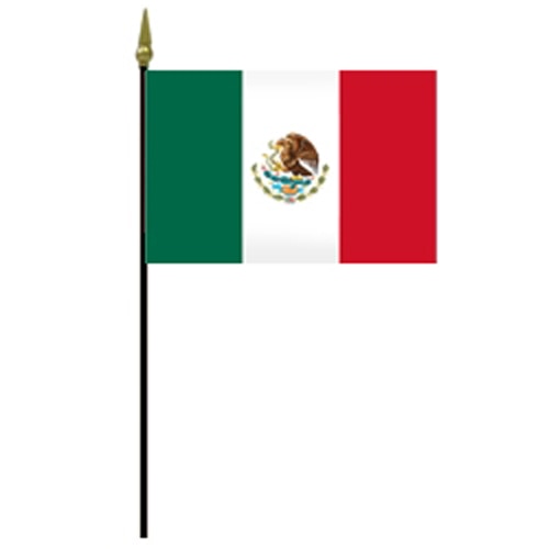 Anley Mexico Mini Flag 12 Pack - Hand Held Small Miniature Mexican Flags on  Stick - 5x8 Inch 