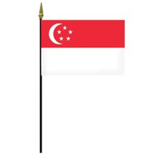 Singapore flag on a flagpole