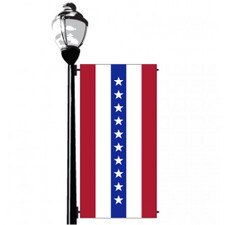 street lamp with flag banner