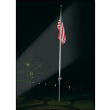 American flag on flagpole at night