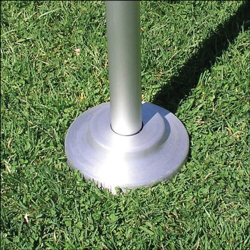 metal pole base on grass