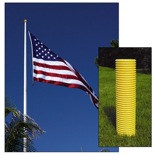 American flag and yellow cylinders