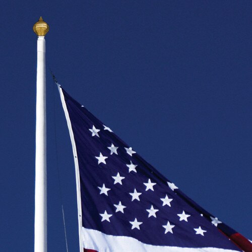 American flag against blue sky