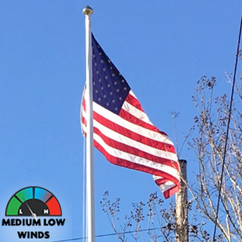 American flag flapping in wind