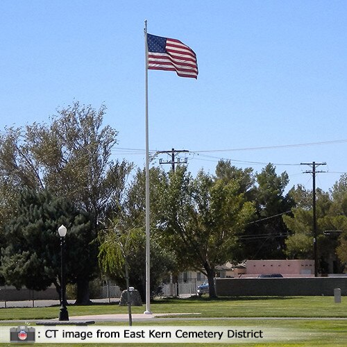flag pole in park with trees