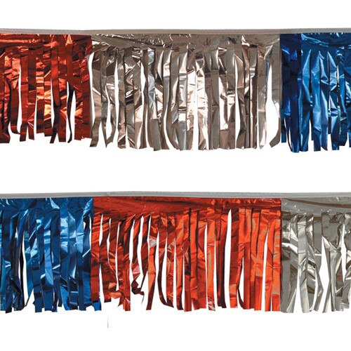 red silver blue fringe decorations