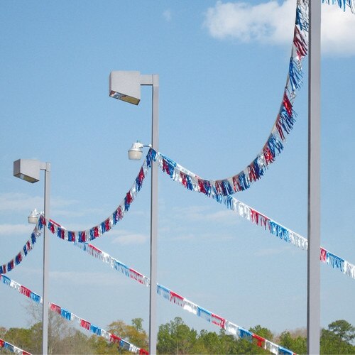 decorative red blue streamers sky