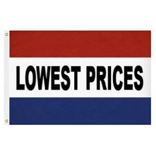 lowest prices banner red white blue