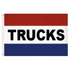 red white blue flag with Trucks