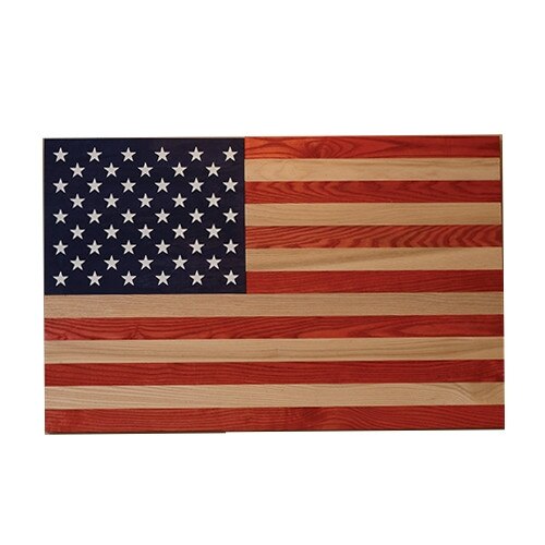 wooden american flag on display