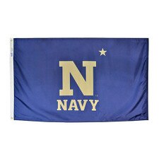navy flag with gold logo