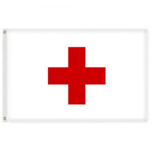 red cross flag on white background