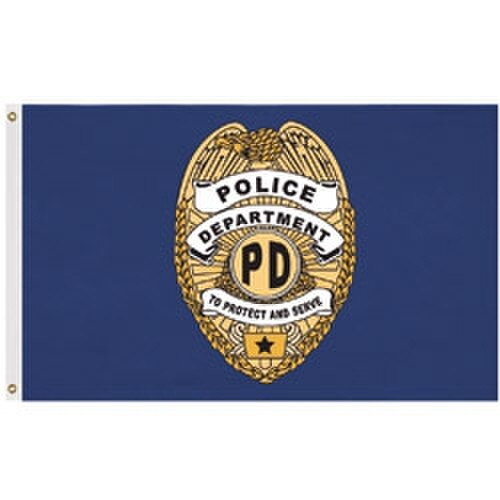 police department flag with badge