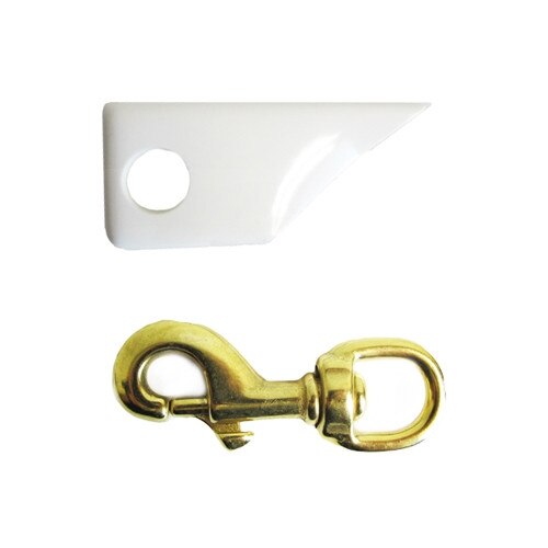 white clamp and gold hook clip