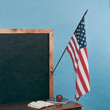 Mounted American flag in Classroom