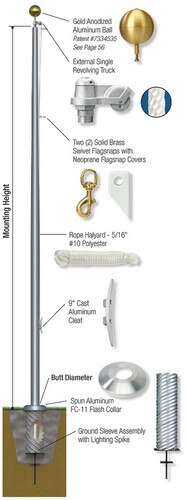 Commercial Aluminum flagpole
