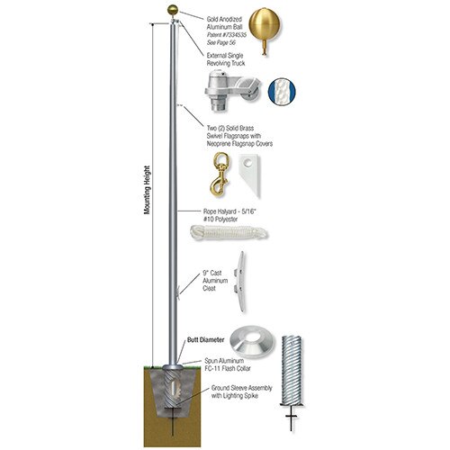 30 Foot Aluminum Flag Pole