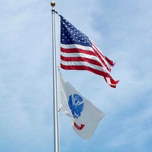 US flag and army flag flying