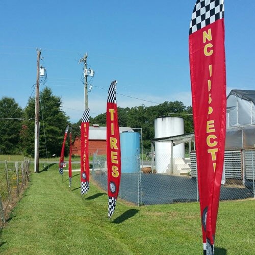 flags for tire and inspection shop