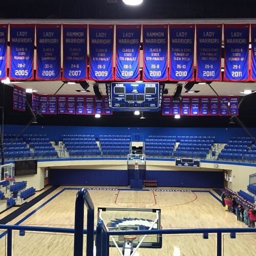 basketball court with championship