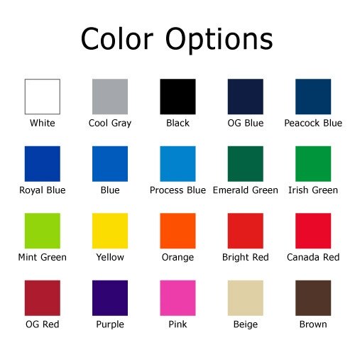 Colors to choose from for event can