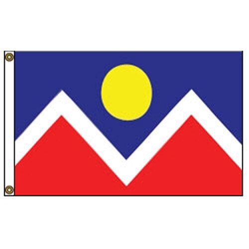 colorful flag with peaks and sun