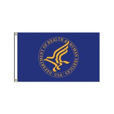 HHS flag with seal and blue backgro