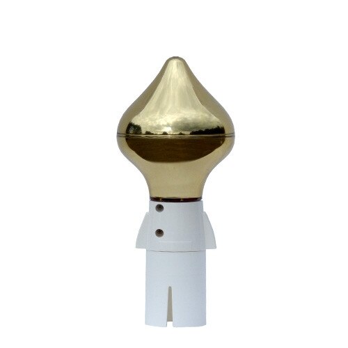 golden lamp shade on white base