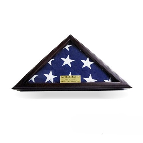 framed american flag with plaque