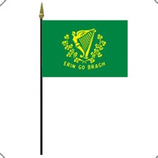 green flag with harp and shamrocks