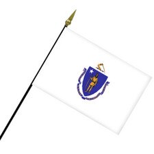 Massachusetts state flag on pole