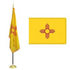 New Mexico flag on display stand