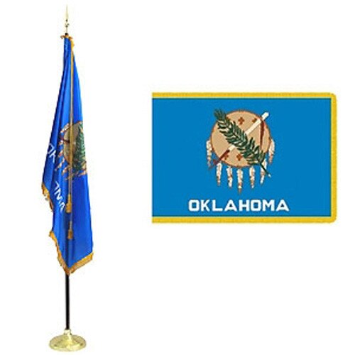 Oklahoma flag and state flagpole