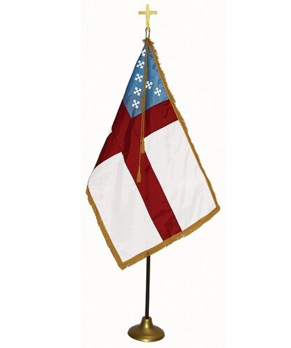 Christian flag with gold cross top
