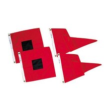red flags with black squares
